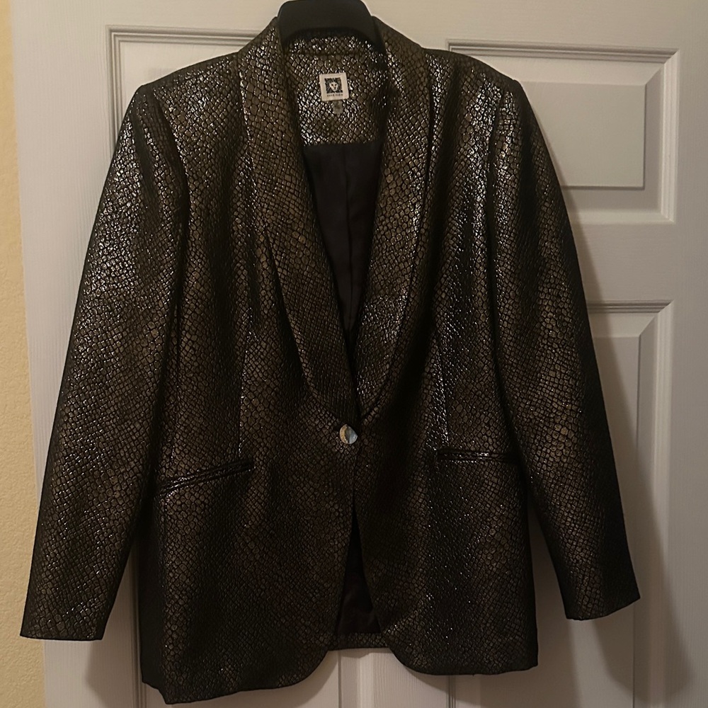 Anne Klein Black and Gold Patterned Blazer - Picture 3 of 5